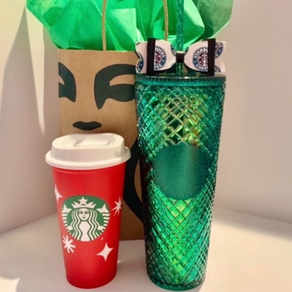 Starbucks New Jeweled Tumbler Bow Topper & Limited Edition Red Cup - Picture 1 of 4